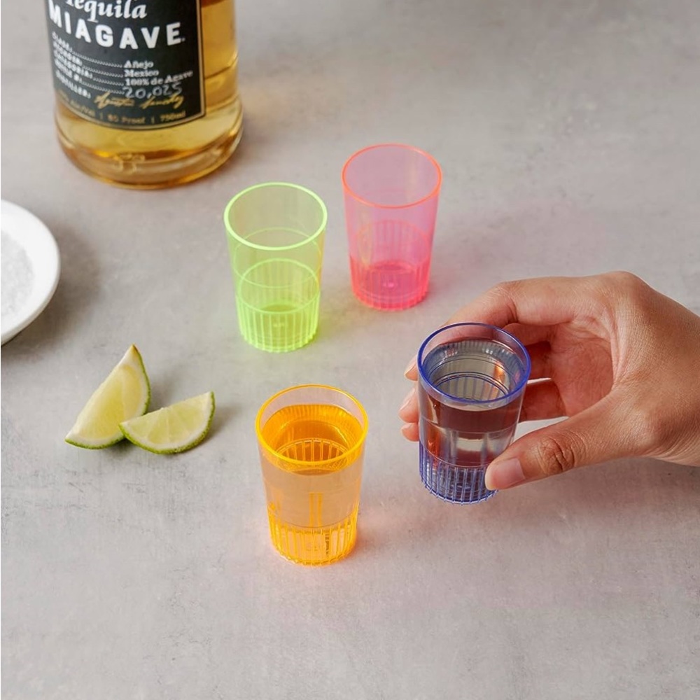 Hotshots party shot glasses-4 colors-8/package-2 x 8 = 16 total-1.5 ounce-NWT